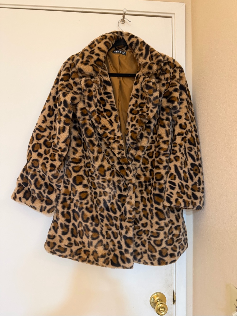 Leopard Print Faux Fur Coat - Women size small